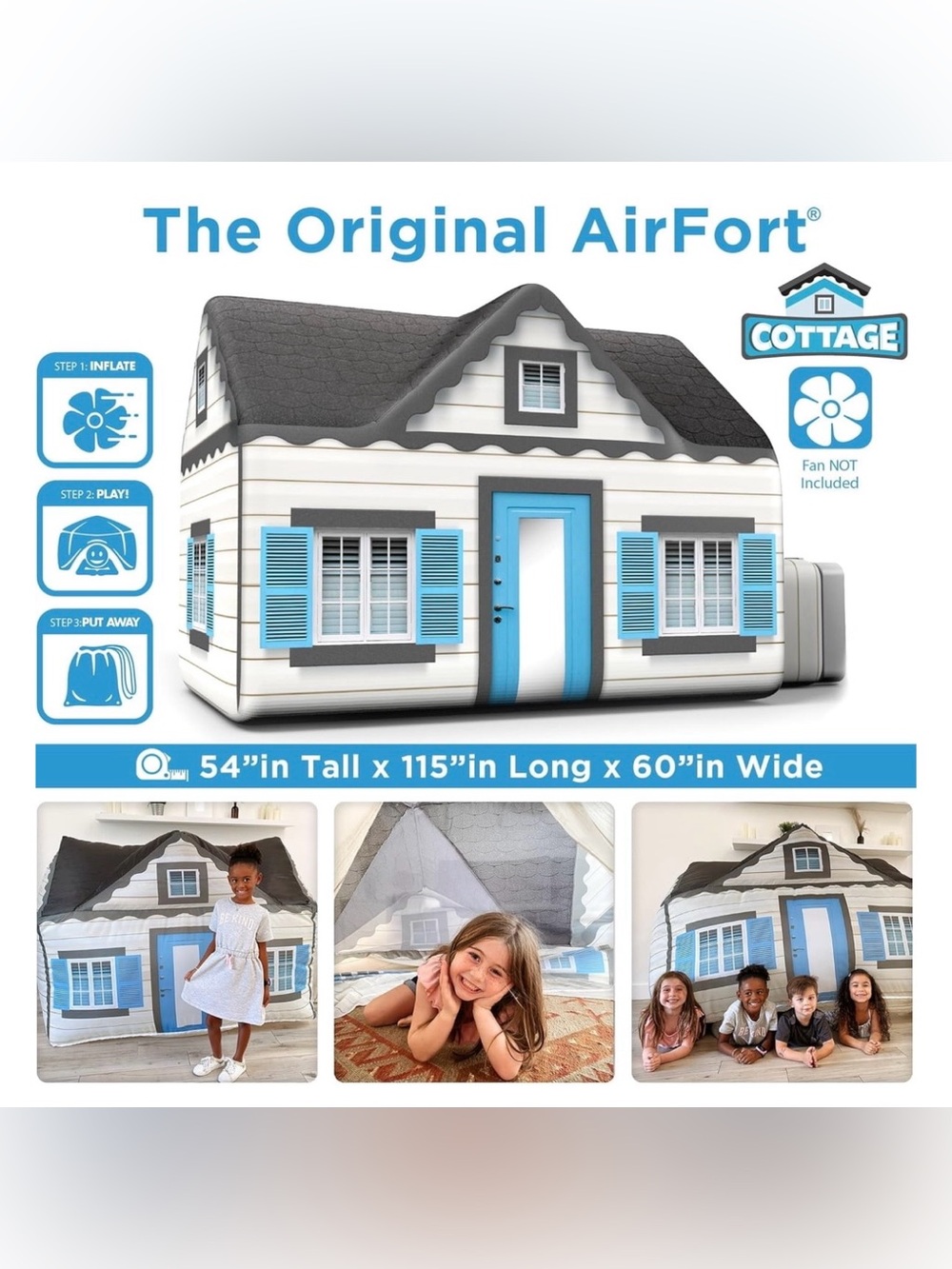 AirFort- The Original Cottage Playhouse - Blue and White